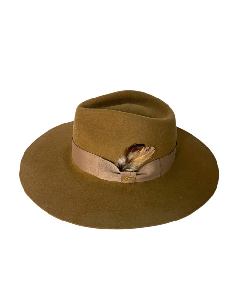 FEDORA CAMEL AND  FEATHER | HAT