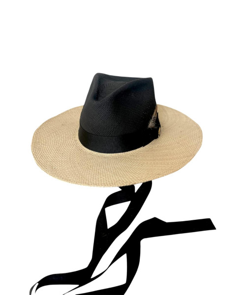 BLACK AND NATURAL STRAW | HAT