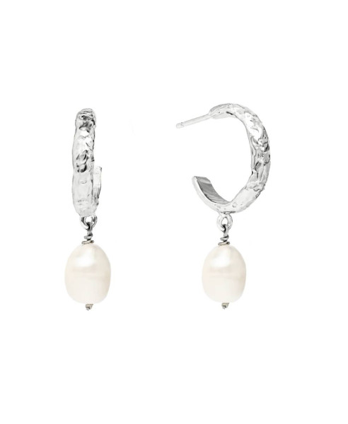 SADIE PEARL SILVER HOOP | EARRINGS