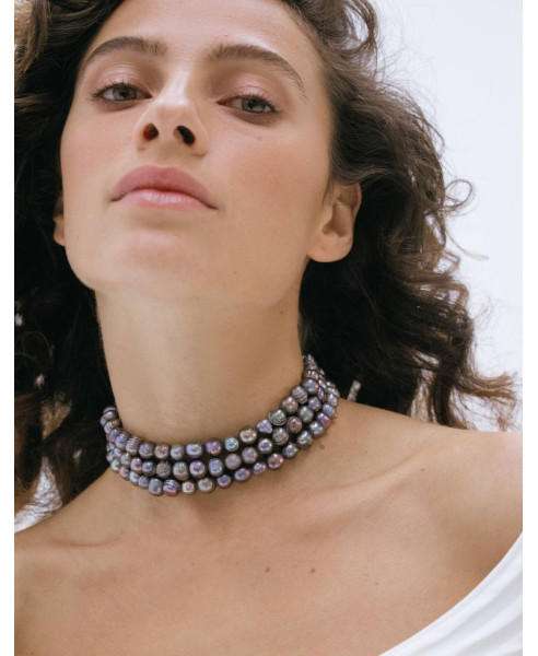 GRAY PEARL NEBELIA | CHOKER