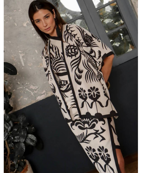 AGAVE LINEN WHITE | SHORT KIMONO