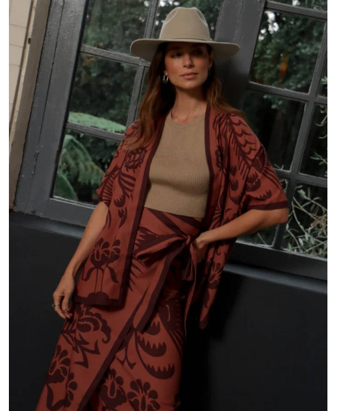 AGAVE LINEN TERRACOTTA | SHORT KIMONO
