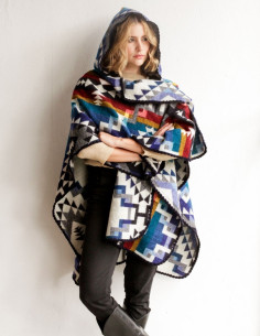 ETHNIC BLUE WITH HOOD| PONCHO