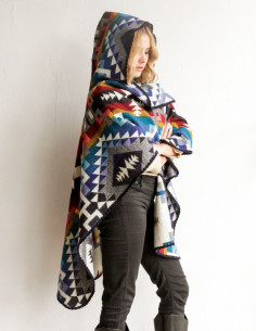 ETHNIC BLUE WITH HOOD| PONCHO 2
