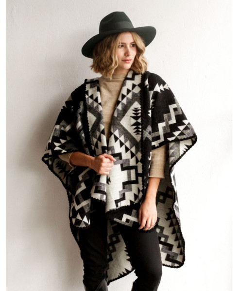 ETHNIC BLACK & WHITE| PONCHO